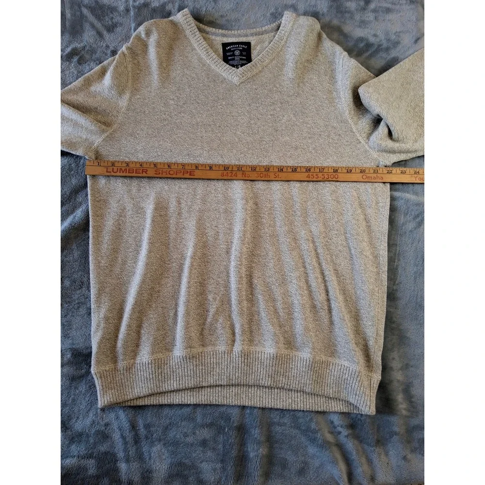 American Eagle Outfitters Mens V-Neck Sweater Tan Heathered Knit Large L/G